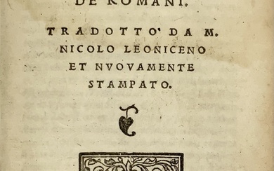CASSIO DIONE. Delle guerre de romani. Venezia: Pietro di Nicolini da Sabio, 1548. 8vo (141x95mm). Marca tipografica al frontespizio, iniziali…
