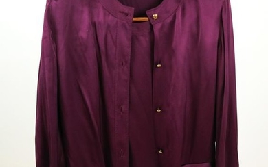 CHANEL Purple Silk Blouse