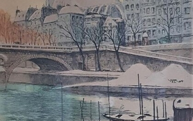 C.Wallois (?) Barques amarrées quai de Seine... - Lot 51 - Euvrard & Fabre