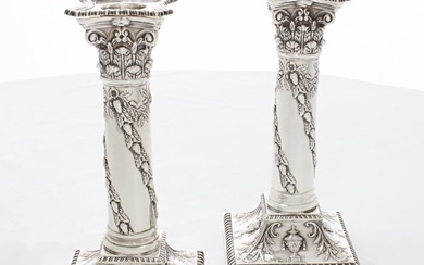 Candlestick (2) - .925 silver, Silver, Sterling - Thomas Bradbury & Sons, London - England - 1904