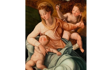Carlo Portelli, um 1508 – 1574, zug., Die Madonna mit dem Jesusknaben und Johannes dem Täufer