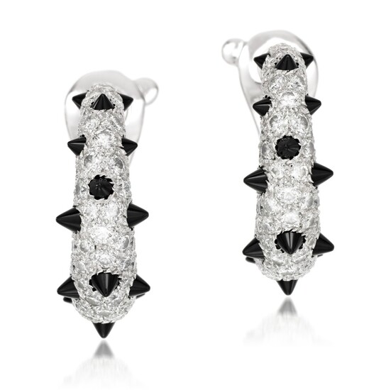 Cartier | Pair of onyx and diamond earrings