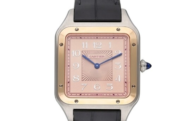 Cartier Reference W2SA0025 Santos Dumont XL | A limited edition stainless steel and pink gold square shaped wristwatch, Circa 2021