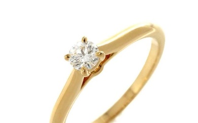 Cartier Solitaire Diamond 0.18ct E/VVS1/3EX #48 Ring 18K YG Yellow Gold 750