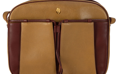Cartier, sac Messenger Must de Cartier en cuir grainé beige et bordeaux, housse, 26x32 cm