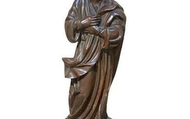 Carved Wood Figure of a Saint