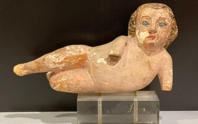 Carved and Polychrome Decorated Cherub Figure