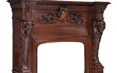 Carved oak fireplace in Renaissance style.
