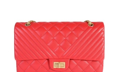 Chanel Red Quilted Caviar Reissue 2.55 227 Double Flap Bag