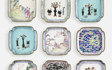 Chinese, Canton enamel dishes, collection of nine