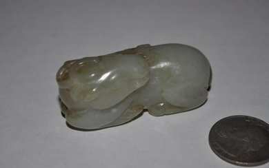 Chinese Celadon Jade Reclining Stag