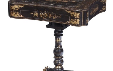 Chinese Export Lacquer and Parcel Gilt Chinoiserie Games Table