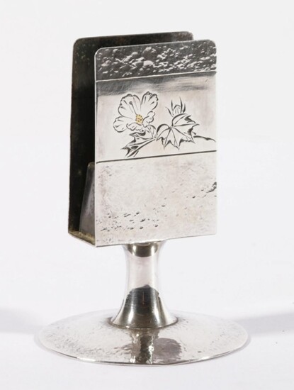 Chinese Export Silver Match Box Holder, of Standing Form Hand Beaten with Floral Motif (H9cm) wt. 76g