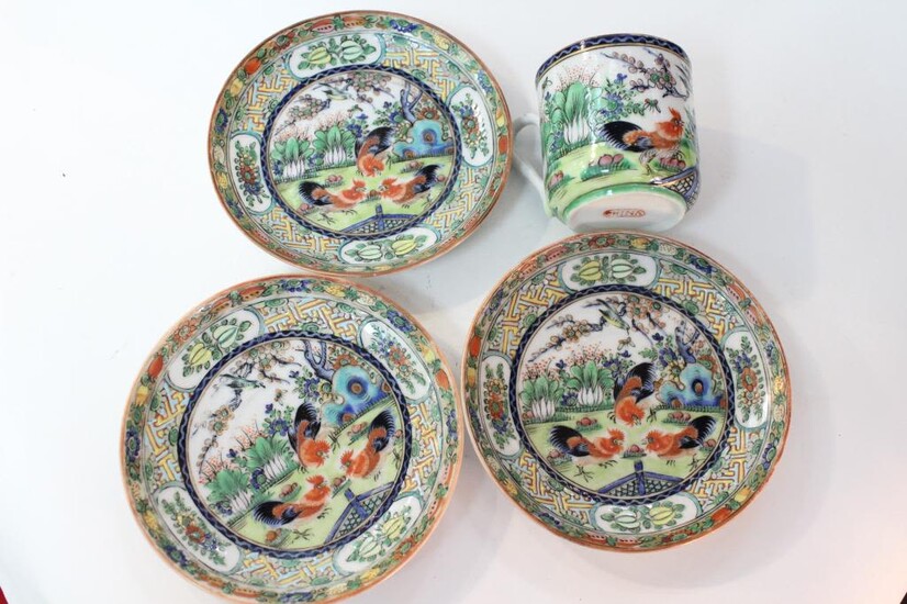 Chinese Famille Rose Porcelain Plates and Saucer