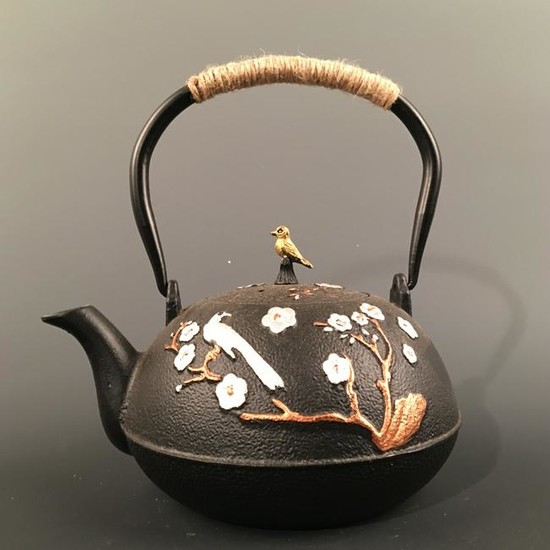 Chinese Iron 'Bird & Flower' Teapot