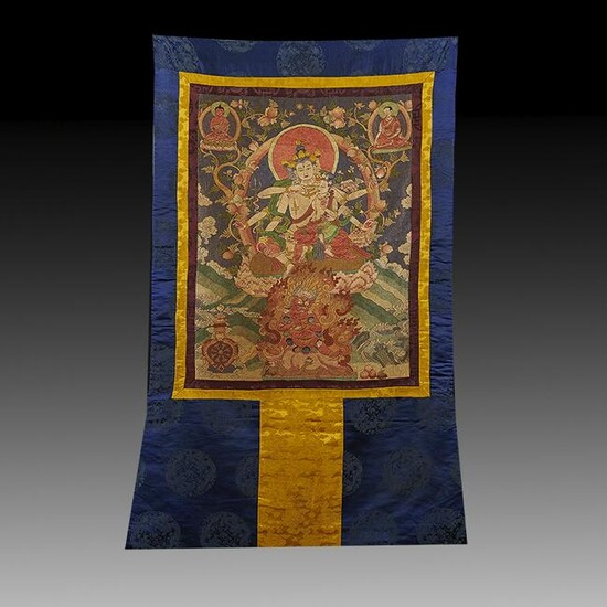 Chinese Qing Dynasty Silk Embroidery Thangka