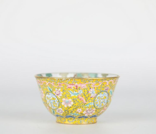 Chinese bronze painted enamel bowl, 18th century