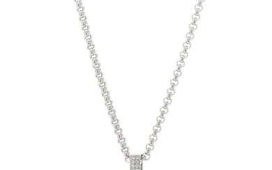 Chopard 18K White Gold Happy Diamonds Pave Square Pendant Necklace