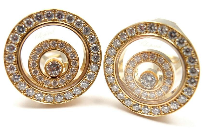Chopard 18k Yellow Gold Happy Spirit Diamond Earrings