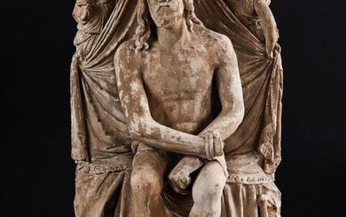 Christ de Pitié en pierre calcaire sculptée... - Lot 51 - Pierre Bergé & Associés