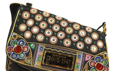Christian Dior Embroidery Shoulder Bag Denim RE0011