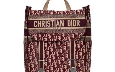 Christian Dior - Neuf / New Christian Dior Sac à dos en toile brodée Monogram Oblique bordeaux Backpack