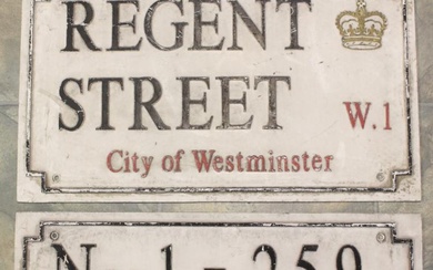 City of Westminster: A cast aluminium street sign for 'Regent...