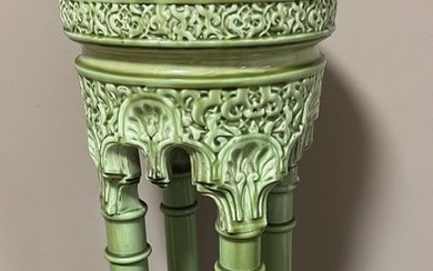 Clément Massier - Jérôme Massier Fils - Cache Pot, Column (1) - Victorian Style - Ceramic, Enamel