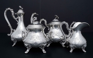 Coffee and tea service (4) - .950 silver - France - ca. 1900