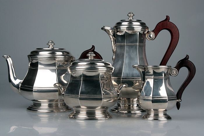 Coffee and tea service, Silver Art-Deco coffee and tea set - .950 silver - Emile Puiforcat - France - First half 20th century