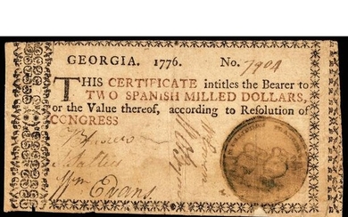 Colonial Note, GA. 1776 Green Seal $2 PCGS VF-25