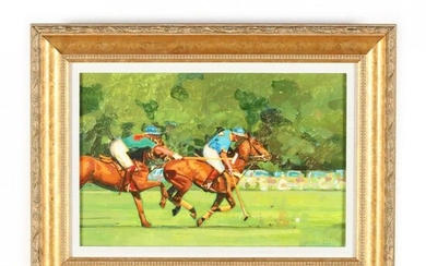 Contemporary American School Painting of a Polo Match