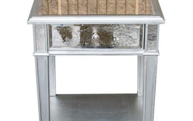 Contemporary Mirrored Wooden Nightstand