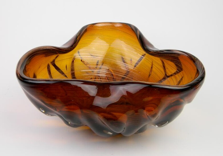 Contemporary art glass bowl and ceramic vase