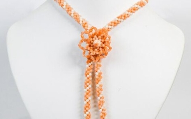 Coral bead flower necklace