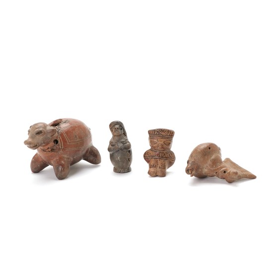 Costa Rica four small figures of red fired clay. 1000–1400. H. 6–8 cm. (4)