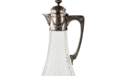 Crystal jug with silver. Early 20th century.
