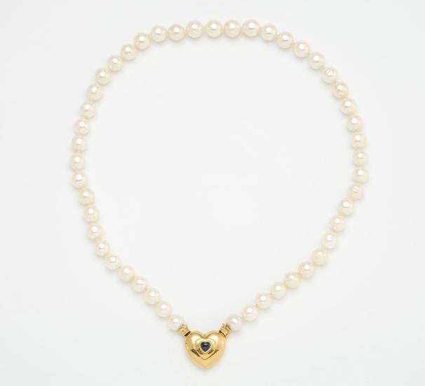 Cultured Pearl-Necklace with Heart Pendant