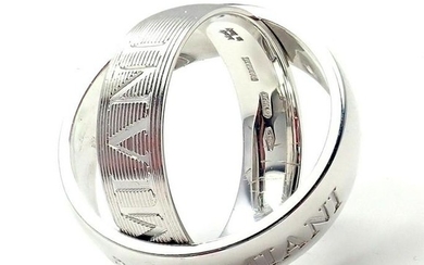 Damiani 18k White Gold 2 Diamond 5.5mm Double Band Ring