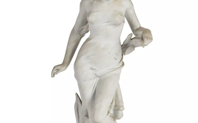 D'après Edouard DROUOT (1859-1945) Nymphe nue drapée dans des roseaux