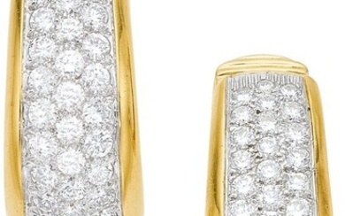 David Webb Diamond, Platinum, Gold Earrings Sto