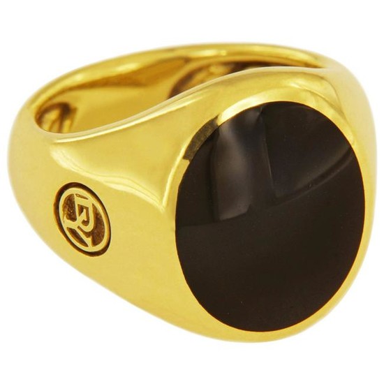 David Yurman Black Onyx Signet Men's Ring in 18 Karat