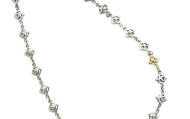 David Yurman: Sterling Silver and Gold Logo Necklace