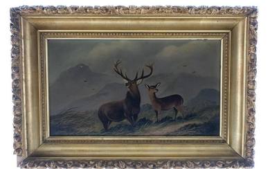 Deer in Landscape, Oil Painting