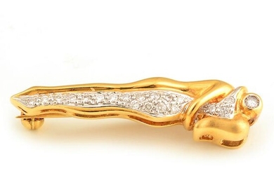 Diamond, 18k Gold "Loving Embrace" Brooch.