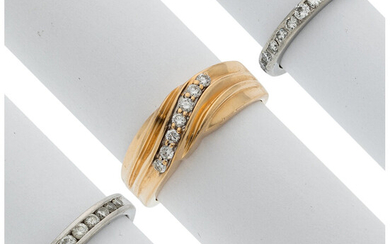 Diamond, Platinum, Gold Rings Stones: Full-cut diamonds weighing a...