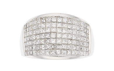 Diamond, White Gold Ring The ring features square brilliant-cut...