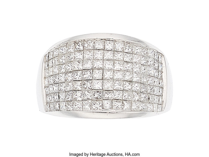 Diamond, White Gold Ring The ring features square brilliant-cut...
