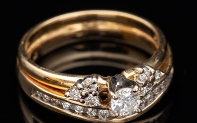 Diamond and 14K Gold Engagement and Wedding Ring Set