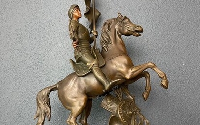 Doriot naar Ruffony - Impressive sculpture group "Jeanne d'Arc" - Victorious - 67.5 cm